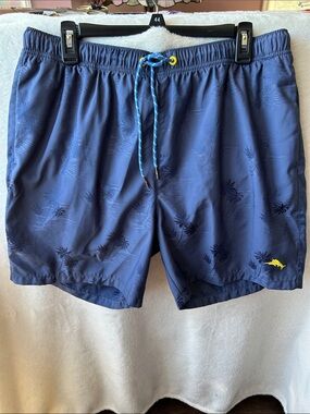 Men's Tommy Bahama Navy Blue Swim Shorts with Contrast Drawstring